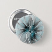 Blumengeflecht Moderne Abstrakte Blume Blau Grau Button (Vorne & Hinten)