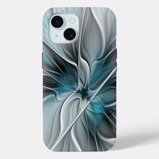 Blumengeflecht Moderne Abstrakte Blume Blau Grau Case-Mate iPhone Hülle (Rückseite)