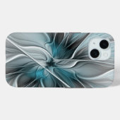 Blumengeflecht Moderne Abstrakte Blume Blau Grau Case-Mate iPhone Hülle (Rückseite (Horizontal))