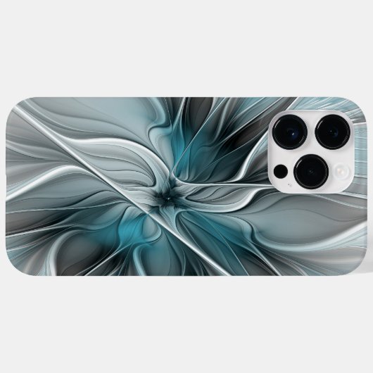 Blumengeflecht Moderne Abstrakte Blume Blau Grau Case-Mate iPhone Hülle (Rückseite (Horizontal))