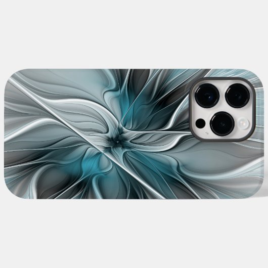 Blumengeflecht Moderne Abstrakte Blume Blau Grau Case-Mate iPhone Hülle (Rückseite (Horizontal))