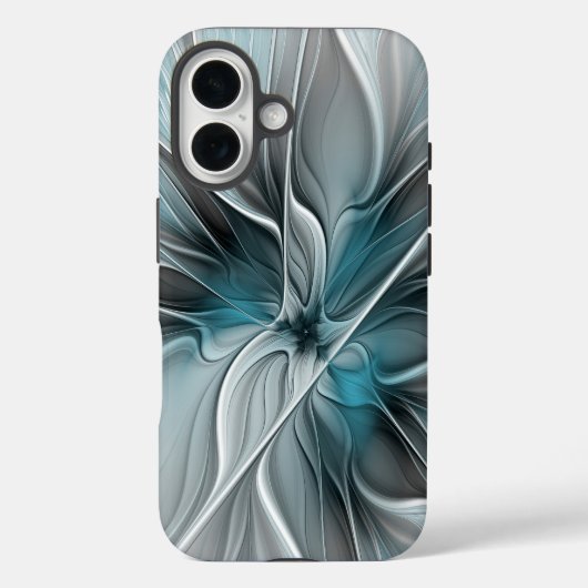 Blumengeflecht Moderne Abstrakte Blume Blau Grau Case-Mate iPhone Hülle (Rückseite)