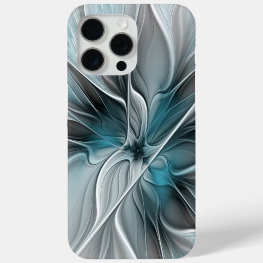 Blumengeflecht Moderne Abstrakte Blume Blau Grau Case-Mate iPhone Hülle (Rückseite)