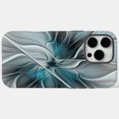 Blumengeflecht Moderne Abstrakte Blume Blau Grau Case-Mate iPhone Hülle (Rückseite (Horizontal))
