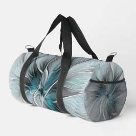 Blumengeflecht Moderne Abstrakte Blume Blau Grau Duffle Bag