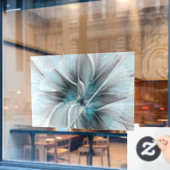 Blumengeflecht Moderne Abstrakte Blume Blau Grau Fensteraufkleber (Café-Fenster)