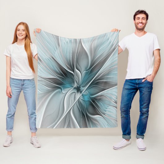 Blumengeflecht Moderne Abstrakte Blume Blau Grau Fleecedecke (Beispiel)