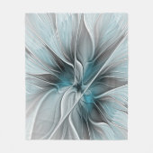 Blumengeflecht Moderne Abstrakte Blume Blau Grau Fleecedecke (Vorderseite)