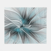 Blumengeflecht Moderne Abstrakte Blume Blau Grau Fleecedecke (Vorderseite (Horizontal))