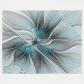 Blumengeflecht Moderne Abstrakte Blume Blau Grau Fleecedecke (Vorderseite (Horizontal))