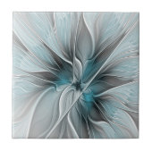 Blumengeflecht Moderne Abstrakte Blume Blau Grau Fliese (Vorderseite)
