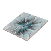 Blumengeflecht Moderne Abstrakte Blume Blau Grau Fliese (Seite)