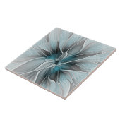 Blumengeflecht Moderne Abstrakte Blume Blau Grau Fliese (Seite)