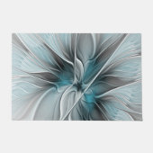 Blumengeflecht Moderne Abstrakte Blume Blau Grau Fußmatte (Vorderseite)