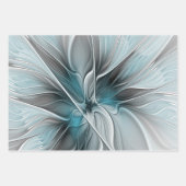 Blumengeflecht Moderne Abstrakte Blume Blau Grau Geschenkpapier Set (Vorderseite 2)