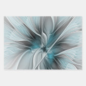 Blumengeflecht Moderne Abstrakte Blume Blau Grau Geschenkpapier Set (Vorderseite)