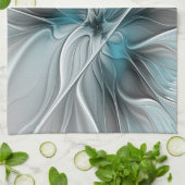 Blumengeflecht Moderne Abstrakte Blume Blau Grau Geschirrtuch (Gefaltet)