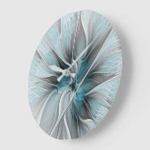 Blumengeflecht Moderne Abstrakte Blume Blau Grau Große Wanduhr (Winkel)
