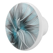 Blumengeflecht Moderne Abstrakte Blume Blau Grau Keramikknauf (Rechts)