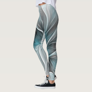 Blumengeflecht Moderne Abstrakte Blume Blau Grau Leggings