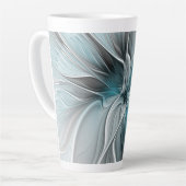 Blumengeflecht Moderne Abstrakte Blume Blau Grau Milchtasse (Linke Ecke)
