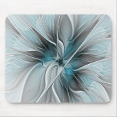 Blumengeflecht Moderne Abstrakte Blume Blau Grau Mousepad (Vorne)