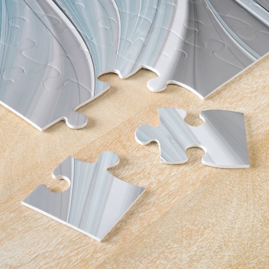 Blumengeflecht Moderne Abstrakte Blume Blau Grau Puzzle (Seite)