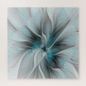 Blumengeflecht Moderne Abstrakte Blume Blau Grau Puzzle (Vertikal)