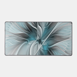 Blumengeflecht Moderne Abstrakte Blume Blau Grau Schreibtischunterlage