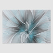 Blumengeflecht Moderne Abstrakte Blume Blau Grau Seidenpapier (Vorderseite)