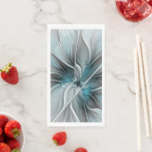 Blumengeflecht Moderne Abstrakte Blume Blau Grau Serviette (Beispiel)