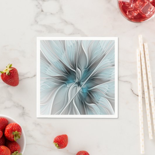 Blumengeflecht Moderne Abstrakte Blume Blau Grau Serviette (Beispiel)