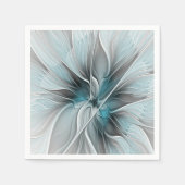 Blumengeflecht Moderne Abstrakte Blume Blau Grau Serviette (Vorderseite)