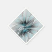 Blumengeflecht Moderne Abstrakte Blume Blau Grau Serviette (Ecke)