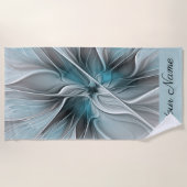 Blumengeflecht Moderne Abstrakte Blume Blau Grau Strandtuch (Vorderseite)