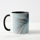 Blumengeflecht Moderne Abstrakte Blume Blau Grau Tasse (Links)