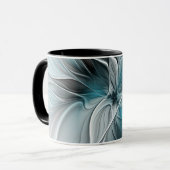 Blumengeflecht Moderne Abstrakte Blume Blau Grau Tasse (Vorderseite Links)