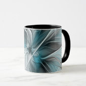 Blumengeflecht Moderne Abstrakte Blume Blau Grau Tasse (VorderseiteRechts)