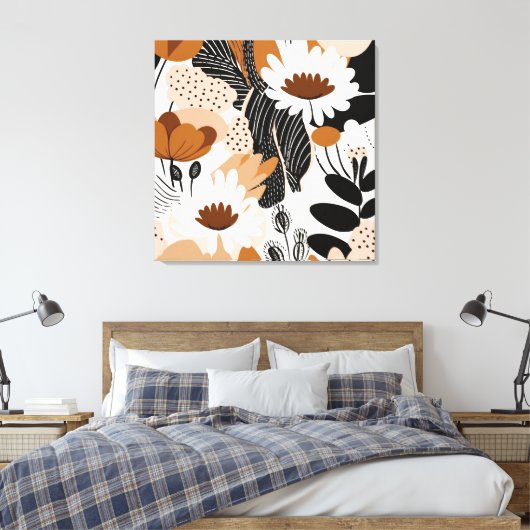 Blumengeflecht Moderne Boho Print Leinwanddruck (Insitu (Schlafzimmer))