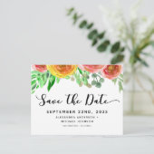 Blumengeflecht Save the Date Lettern Ankündigungspostkarte (Stehend Vorderseite)