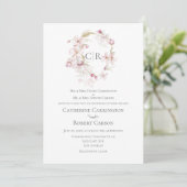 Blumengeflecht-Script-Pastel Pink-Hochzeit Einladung (Stehend Vorderseite)