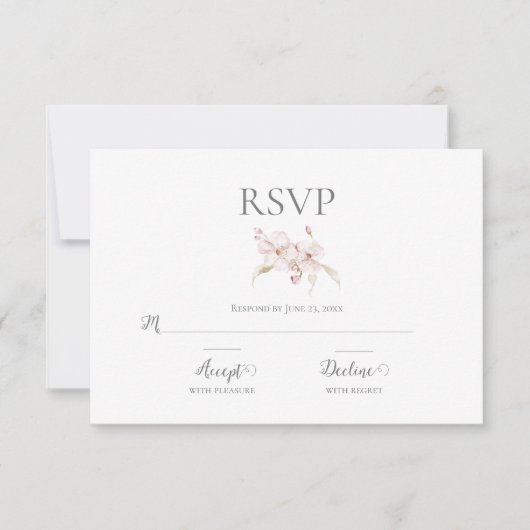Blumengeflecht-Script-Pastel Pink-Hochzeit RSVP Karte (Vorderseite)