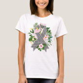 Blumengehirnkrebs-Bewusstsein Gray Ribbon Geschenk T-Shirt (Vorderseite)