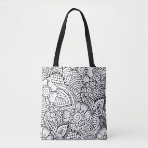 Blumengekritzel-Muster 2 Tasche