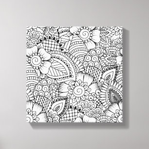 Blumengekritzel-Muster 6 Leinwanddruck