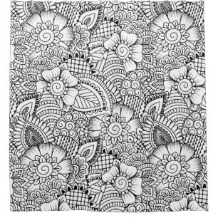Blumengekritzel-Muster Duschvorhang