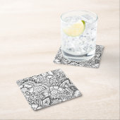 Blumengekritzel-Muster Rechteckiger Pappuntersetzer (Vor Ort)