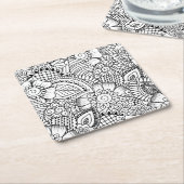 Blumengekritzel-Muster Rechteckiger Pappuntersetzer (angewinkelt)