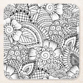 Blumengekritzel-Muster Rechteckiger Pappuntersetzer (Vorderseite)