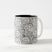 Blumengekritzel-Muster Zweifarbige Tasse (VorderseiteRechts)